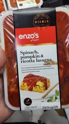 enzo's Spinach, pumpkin & ricotta lasagna