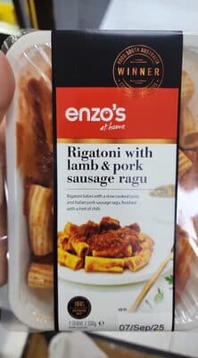 Rigatoni with lamb &pork sausage ragu